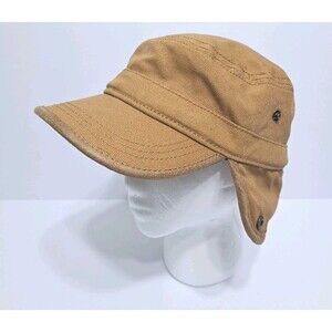 Canvas Trapper Ear Flap Duck Brown Lined Fleece Cap Hat Size Medium Hunter Ski